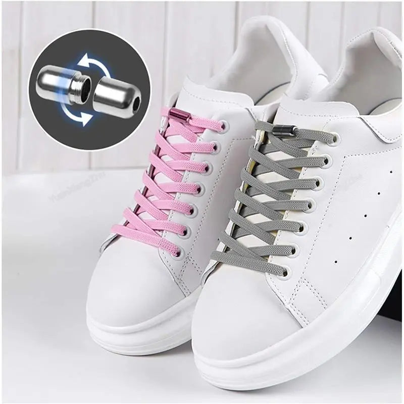 1Pair Multicolor Lock Elastic Sneaker Laces For Kids Adults and Elderly No Tie Shoelaces Quick Elastic Athletic Running Shoelace  DailyAlertDeals   