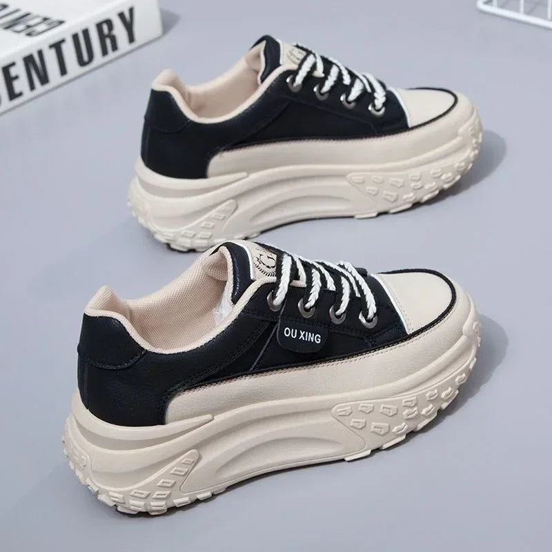 The New Retro Women Shoes Spring Platform Shoes Casual Sneakers Versatile Fashion Designer Shoes High Quality  Women Sneakers shoes DailyAlertDeals Black 36 