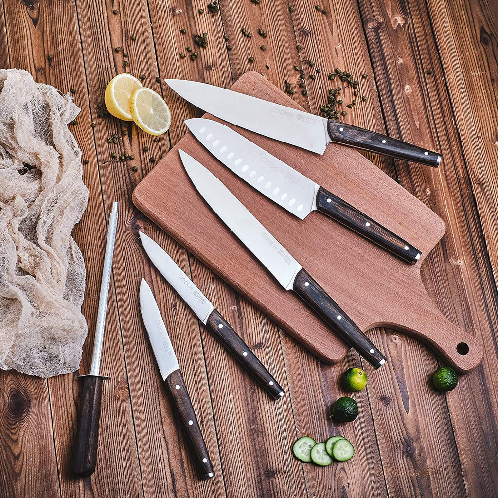 Kitchen Knife Sets, 15 Piece Knife Sets with Block for Kitchen Chef Knife Stainless Steel Knives Set Serrated Steak Knives with Manual Sharpener Knife Kitchen accessories hozanas4life   