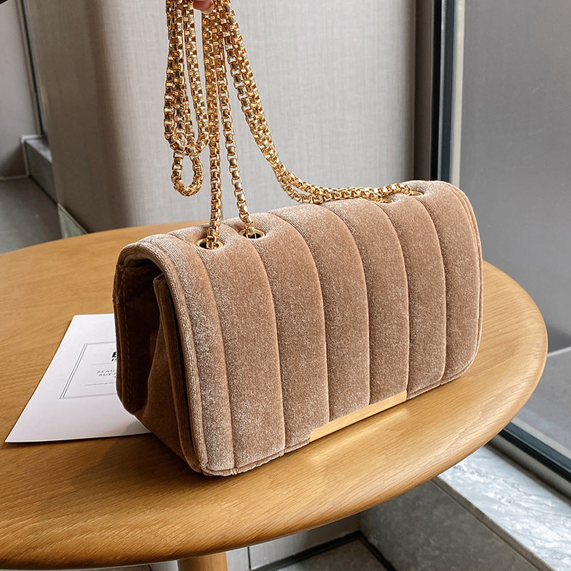 Women's Fashion One Shoulder Velvet Chain Crossbody Bag for Wedding Party and events women fashion Orange Felix   