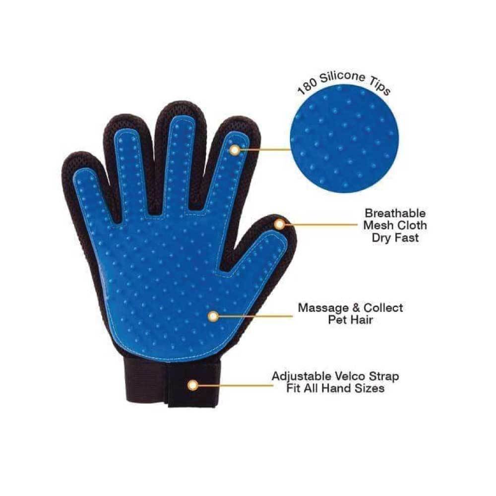 2in1 Pet Deshedding Massage Glove Dog Cat Hair Grooming Remover Right Home & Garden Ozdingo   