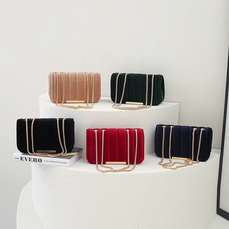 Women's Fashion One Shoulder Velvet Chain Crossbody Bag for Wedding Party and events women fashion Orange Felix   