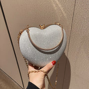 New Heart Chain Crossbody bag Explosion Handheld Peach Heart Bag Clutch for Women women fashion Orange Felix Silver  