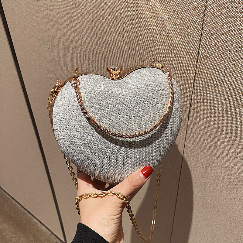 New Heart Chain Crossbody bag Explosion Handheld Peach Heart Bag Clutch for Women women fashion Orange Felix   