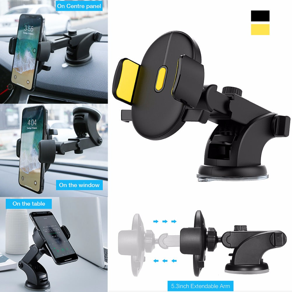 Car Phone Holder Long Rod Telescopic Car Dashboard Suction Cup Type Vehicles & Parts Orange Felix   
