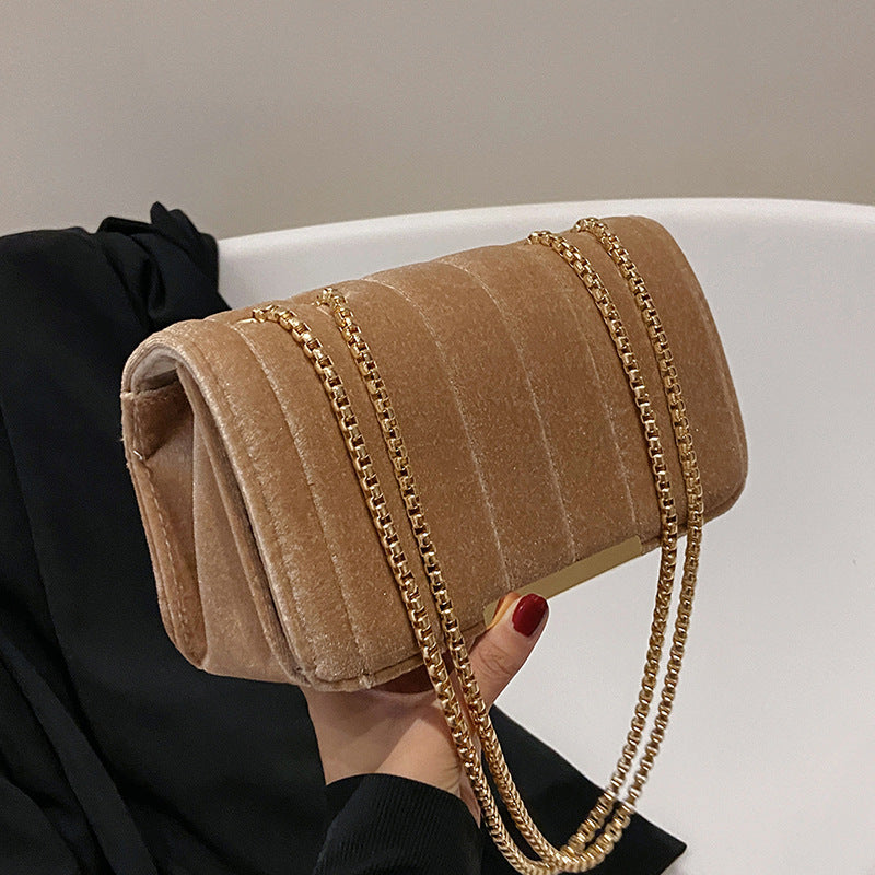 Women's Fashion One Shoulder Velvet Chain Crossbody Bag for Wedding Party and events women fashion Orange Felix   