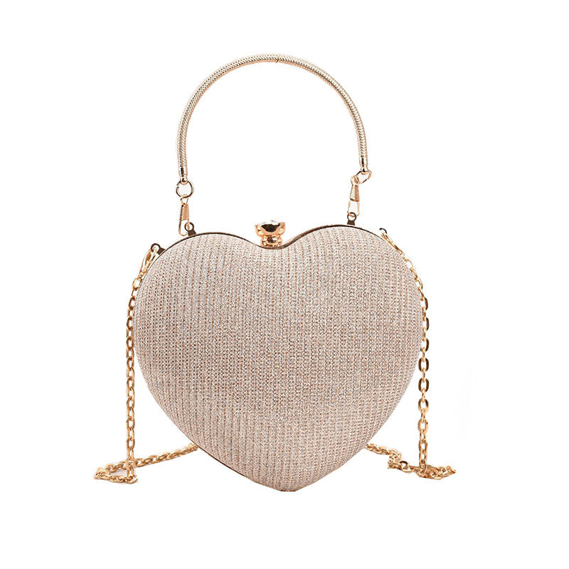 New Heart Chain Crossbody bag Explosion Handheld Peach Heart Bag Clutch for Women women fashion Orange Felix   
