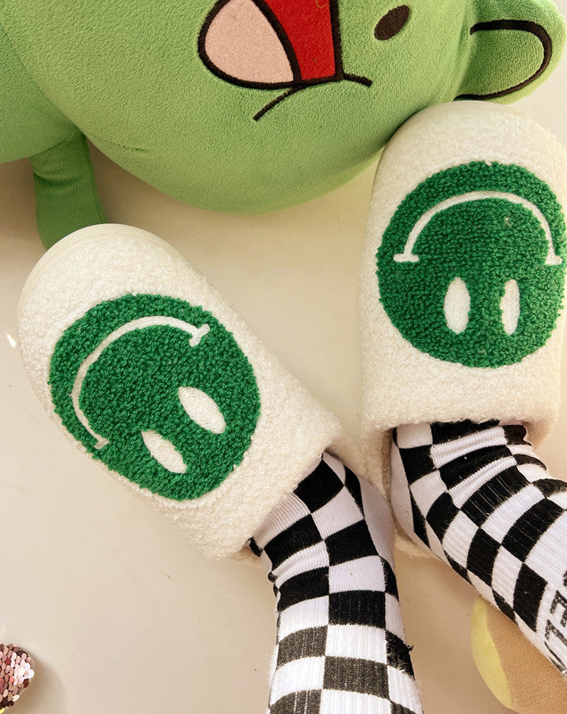 Cute Plush Half-wrapped Heel Non-slip Warm House Slippers Shoe Accessories Orange Felix Green 41 to 42 
