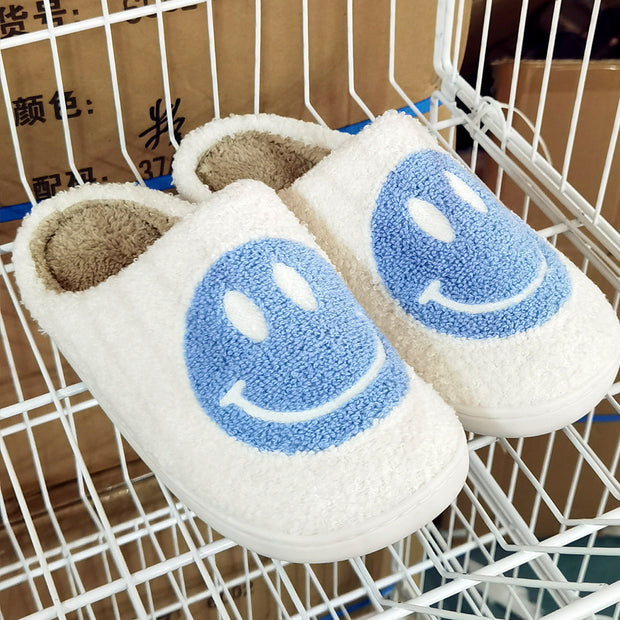 Cute Plush Half-wrapped Heel Non-slip Warm House Slippers Shoe Accessories Orange Felix White with blue 37 to 38 