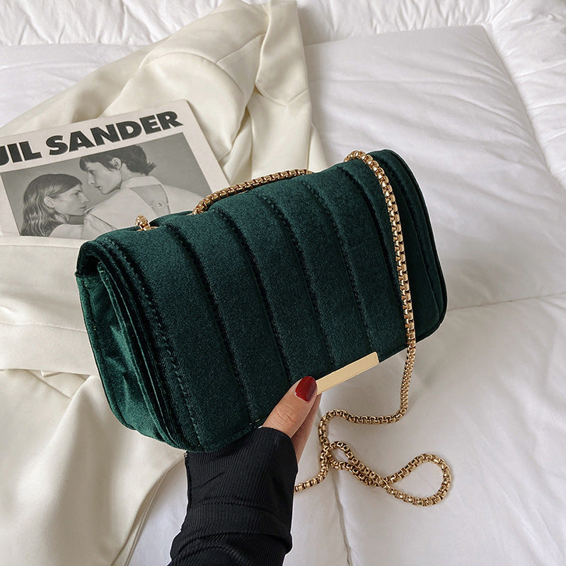 Women's Fashion One Shoulder Velvet Chain Crossbody Bag for Wedding Party and events women fashion Orange Felix   