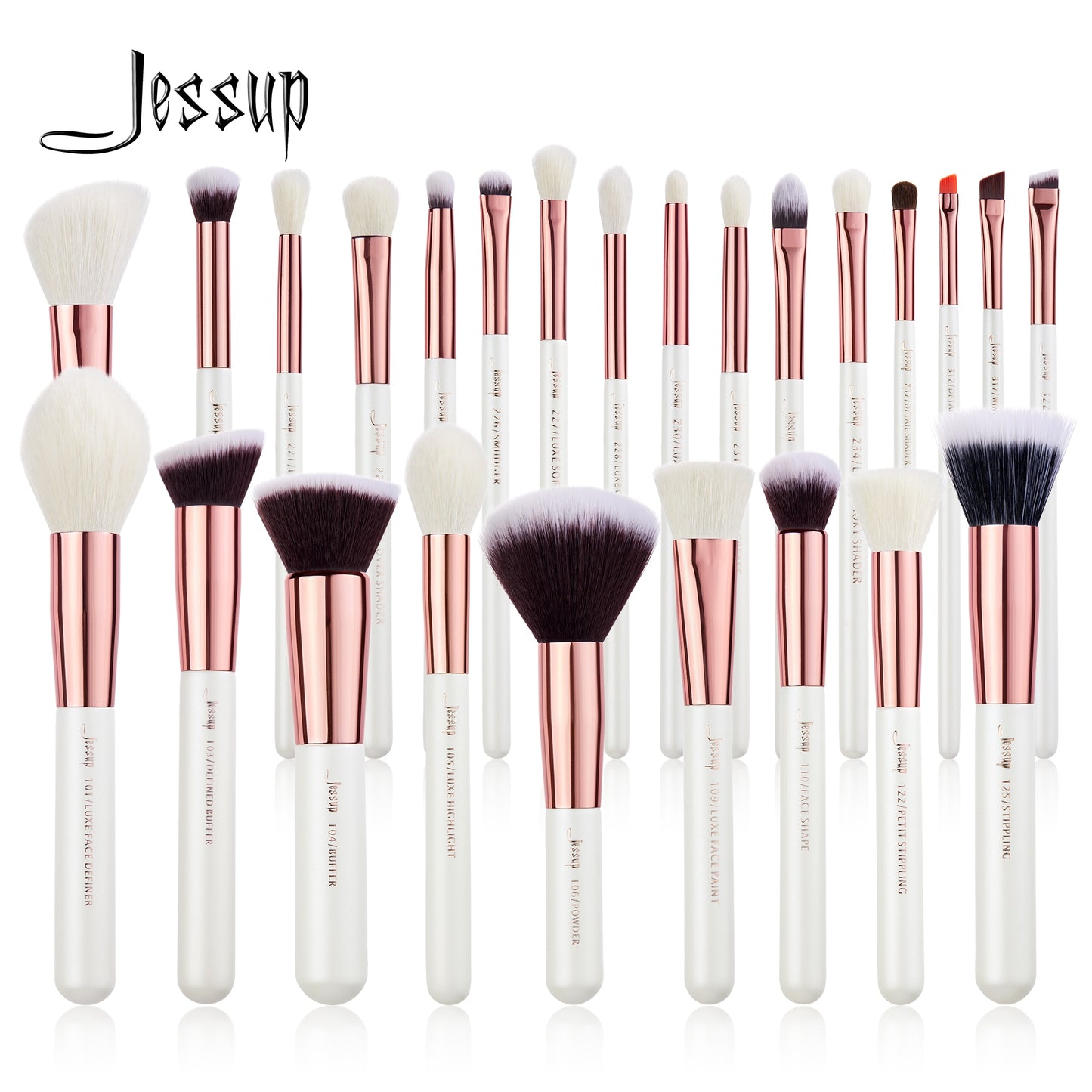 Jessup Professional Makeup brushes set ,6- 25pcs Makeup brush Natural Synthetic Foundation Powder Highlighter Pearl White T215  DailyAlertDeals   