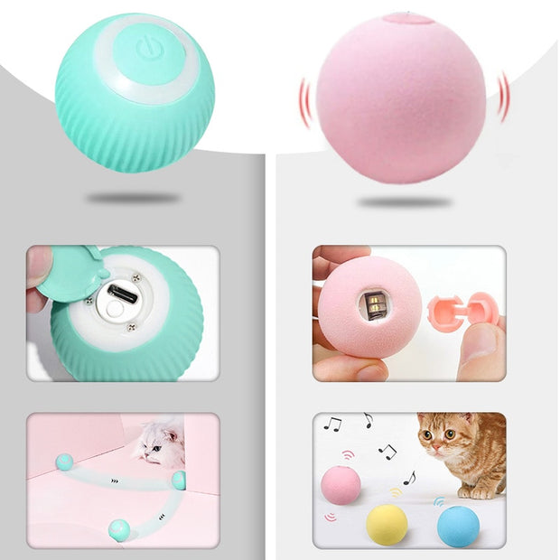 Electric Cat Ball Toys Automatic Rolling Smart Cat Toys for Cats Training Self-moving Kitten Toys for Indoor Interactive Playing Smart Cat Toys DailyAlertDeals   
