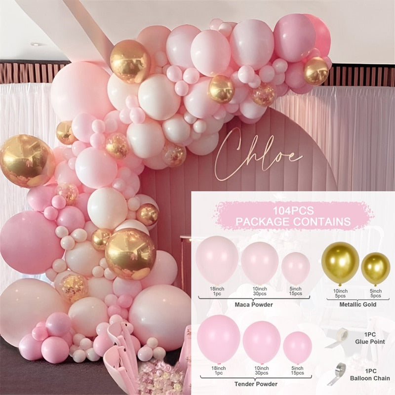 Pink Balloon Garland Arch Kit Birthday Party Decorations Kids Birthday Foil White Gold Balloon Wedding Decor Baby Shower Globos Balloons Set for Birthday Parties DailyAlertDeals 1 AS SHOWN 