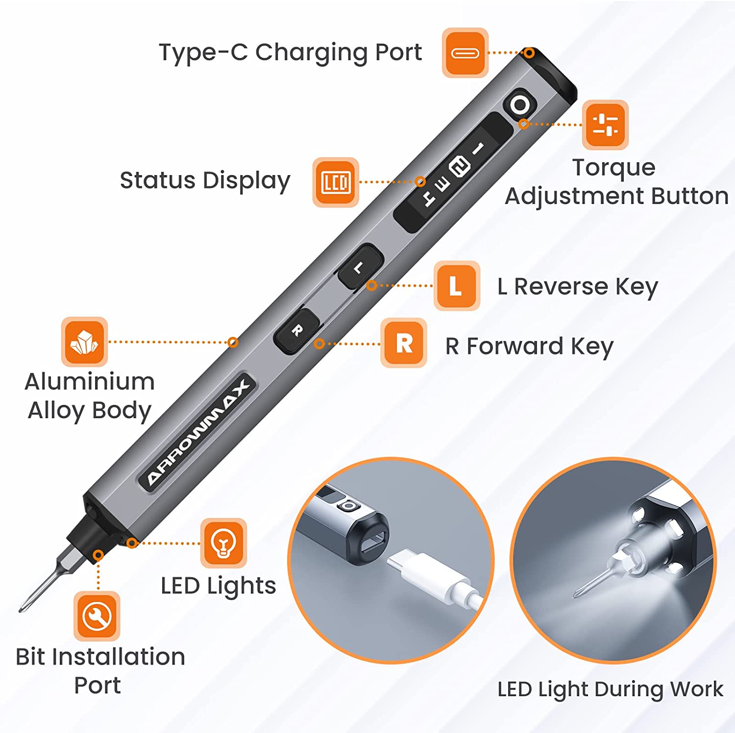 Electric Screwdriver Set with 34 Magnetic Bits (SES) 4 Gears Torque OLED Display Rechargeable Portable Cordless Screwdriver 0 DailyAlertDeals   