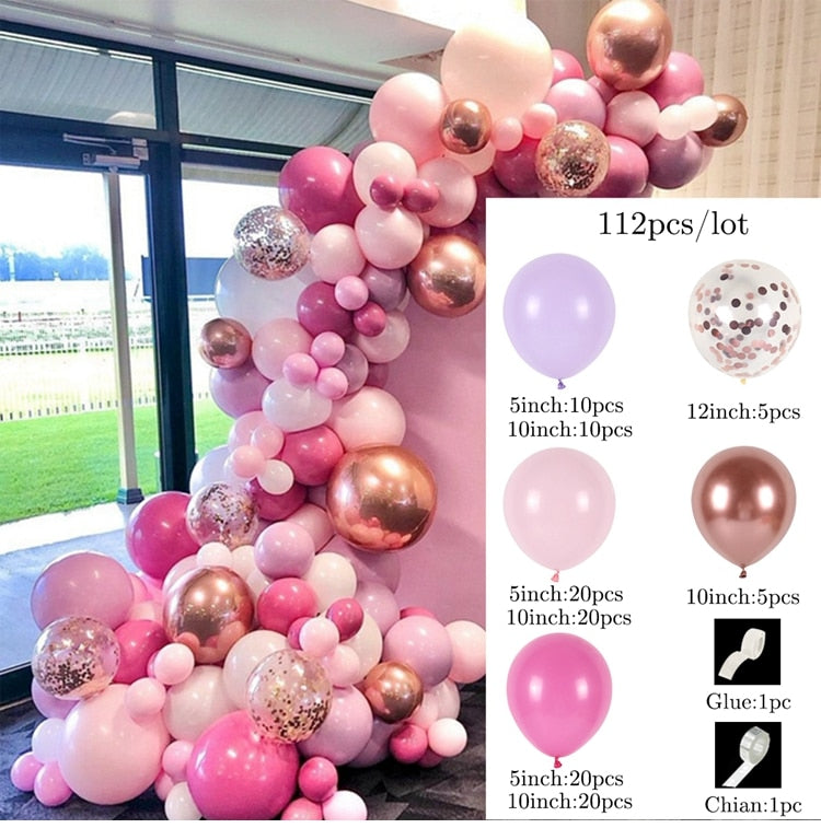 Pink Balloon Garland Arch Kit Birthday Party Decorations Kids Birthday Foil White Gold Balloon Wedding Decor Baby Shower Globos Balloons Set for Birthday Parties DailyAlertDeals 4 AS SHOWN 