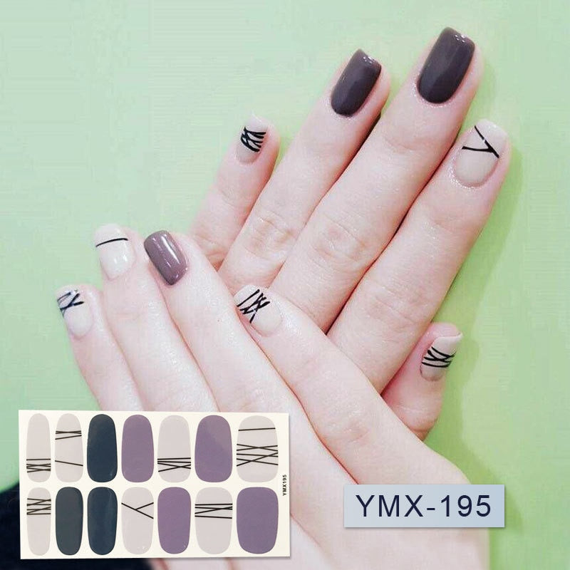 14tips/sheet Hot Colors Series Classic Collection Manicure Nail Polish Strips Nail Wraps,Full Nail Sheet DIY nail art decoration nail decal stickers DailyAlertDeals   