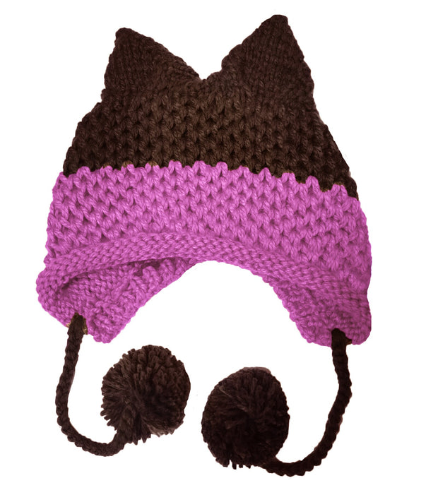 BomHCS Cute Fox Ears Beanie Winter Warm 100% Handmade Knit Hat 0 DailyAlertDeals Purple Dark Coffee  