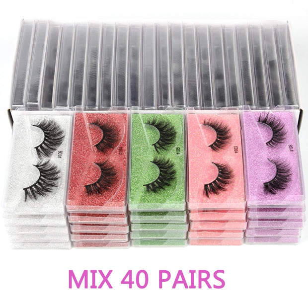 Wholesale Mink Eyelashes 10/30/50/100pcs 3d Mink Lashes Natural false Eyelashes messy fake Eyelashes Makeup False Lashes In Bulk 0 DailyAlertDeals Mix 40 pairs China 