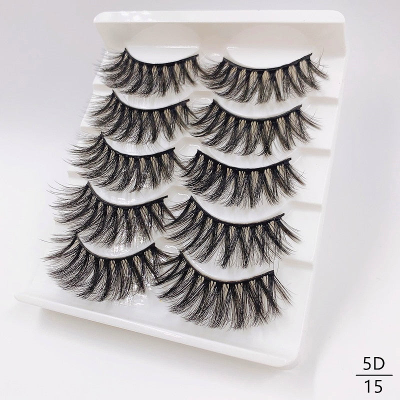 5/8 Pairs Faux Mink Eyelashes Soft Fluffy Natural False Eyelashes 3D Thick Dramatic Makeup Eyelashes Reusable Handmade Lashes  DailyAlertDeals 5D15 China 