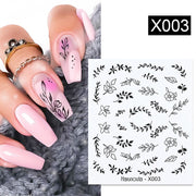 Harunouta French Flower Vine Water Decals Spring Summer Leopard Alphabet Leaves Charms Sliders Nail Art Stickers Decorations Tip Nail Stickers DailyAlertDeals X003  