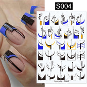Harunouta Marble Blooming 3D Nail Sticker Decals Flower Leaves Transfer Water Sliders Abstract Geometric Lines Nail Watermark Nail Stickers DailyAlertDeals S004  