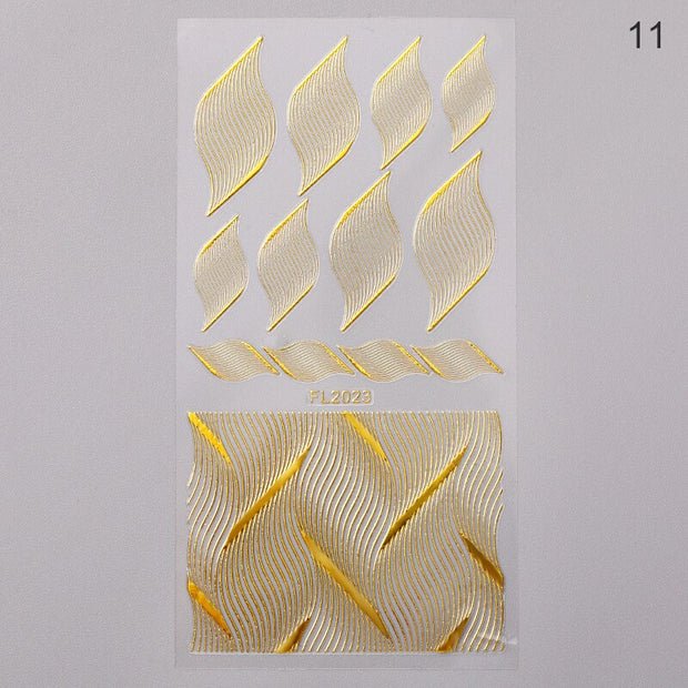 1PC Silver Gold Lines Stripe 3D Nail Sticker Geometric Waved Star Heart Self Adhesive Slider Papers Nail Art Transfer Stickers 0 DailyAlertDeals style 31  