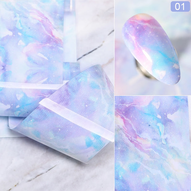 Nail Foils Marble Series Nail Transfer Foils Decorations DIY idea nail Art Transfer Sticker Decals Nail Accessories Nail Sticker DailyAlertDeals light blue  