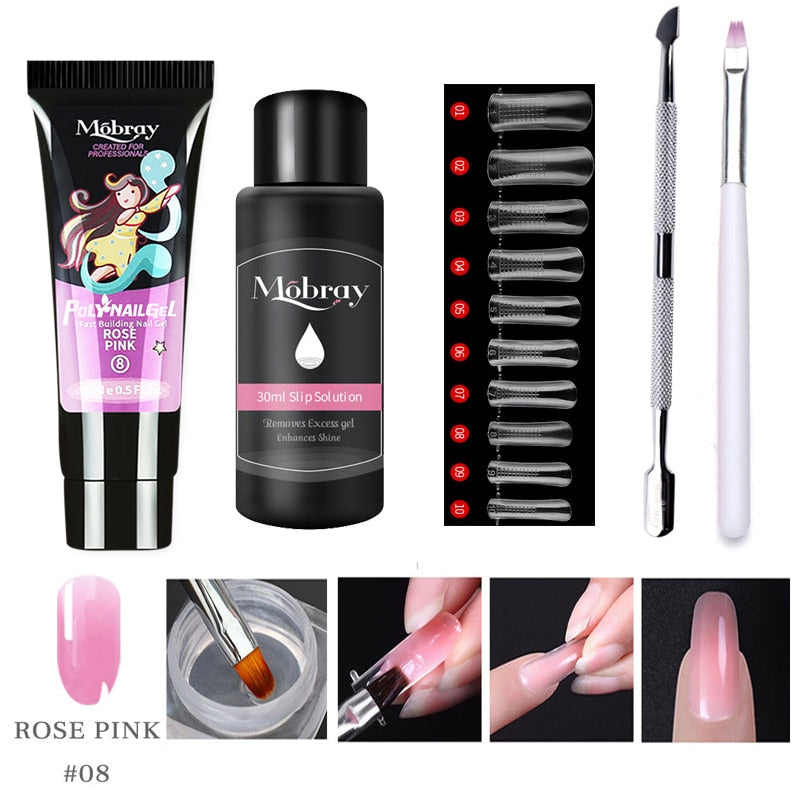 5 PCS Poly Extension Gel Set Nail Art French Nail Art Clear Camouflage Color Nail Tip Form Crystal Nail Gel Slice Brush Nail Gel NAIL GEL DailyAlertDeals 08 China 