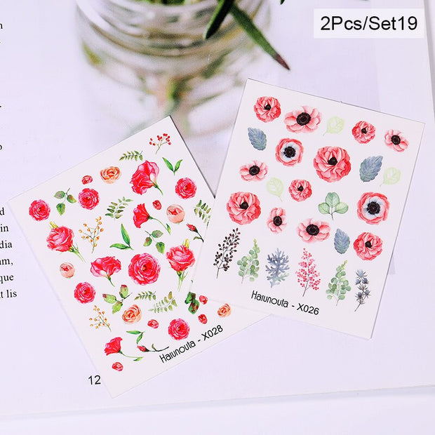 Harunouta Cool Geometrics Pattern Water Decals Stickers Flower Leaves Slider For Nails Spring Summer Nail Art Decoration DIY 0 DailyAlertDeals 50459-19  