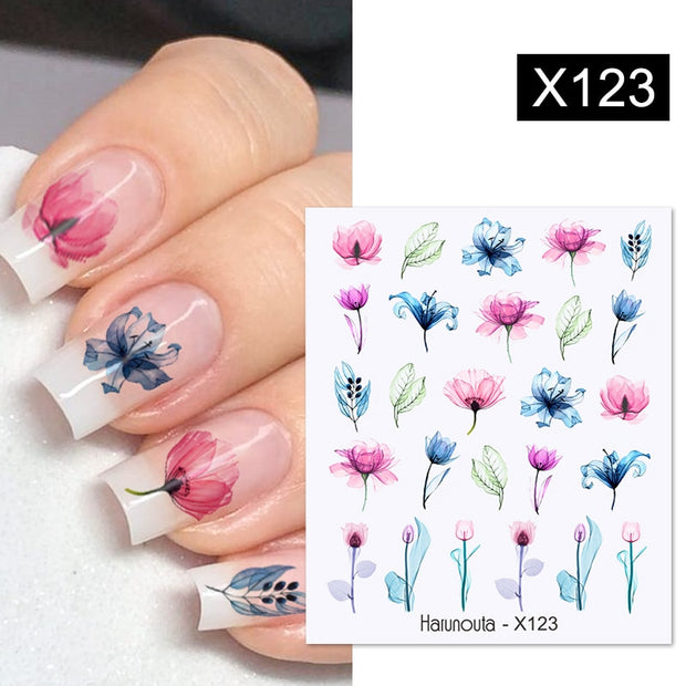 Harunouta Geometric Color Block Line Leaf Flower Water Decal Sticker Spring Simple DIY Slider For Manicuring Nail Art Watermarks 0 DailyAlertDeals X123  