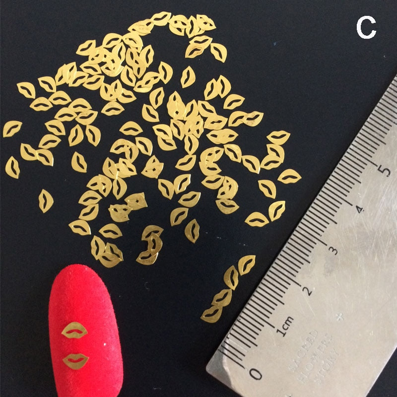 100Pcs/Lot Gold Metal Nail Decals Ultra-thin Flakes Nail Bling Rhinestone Cute 3D Nail Art Decorations Charm Nail Art Rivets 0 DailyAlertDeals C  