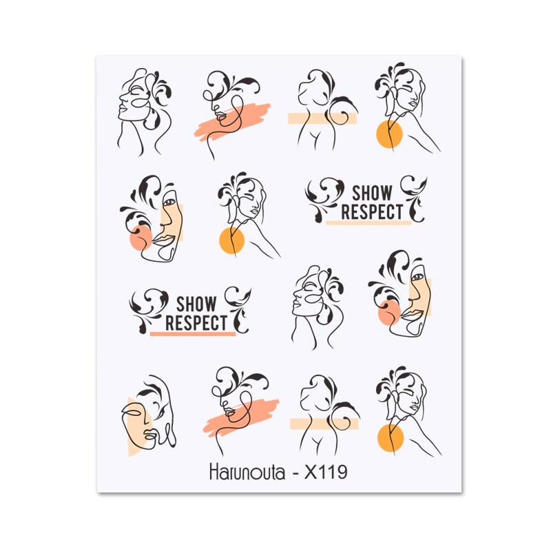 Harunouta Valentine Love Heart Line Dsign Water Nail Stickers Gold Black Leaves Flower Geometrics Slider For Nail Art Decoration Nail Stickers DailyAlertDeals X119  