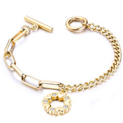 Stainless Steel Love Heart Bracelets For Women Party Gift Fashion Joyas de Chain Charm Bracelets Jewelry Wholesale Text Engraved 0 DailyAlertDeals BR1004-G China 18cm