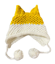 BomHCS Cute Fox Ears Beanie Winter Warm 100% Handmade Knit Hat 0 DailyAlertDeals Yellow White  
