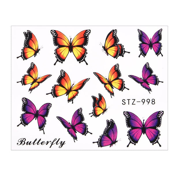 3D Watercolor Butterflies Sliders Nail Art Water Transfer Decal Sticker Blue Valentine&#39;s Day Nail Decoration Tattoo Manicure 0 DailyAlertDeals TA622  