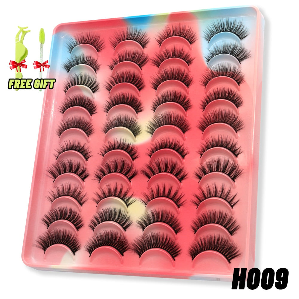 GROINNEYA Eyelashes 3D Mink Lashes Fluffy Soft Wispy Natural Cross Eyelash Extension Reusable Lashes Mink False Eyelashes Makeup 0 DailyAlertDeals 20pairs-H009 France 