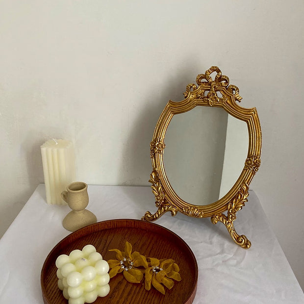 CuteLife Ins Large Round Resin Make-up Mirror Vintage Living Room Home Decorative Table Mirror Dressing Bedroom Standing Mirror 0 DailyAlertDeals   