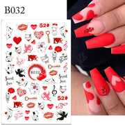 Harunouta Valentine's Day 3D Nail Stickers Heart Flower Leaves Line Sliders French Tip Nail Art Transfer Decals 3D Decoration 0 DailyAlertDeals B032  