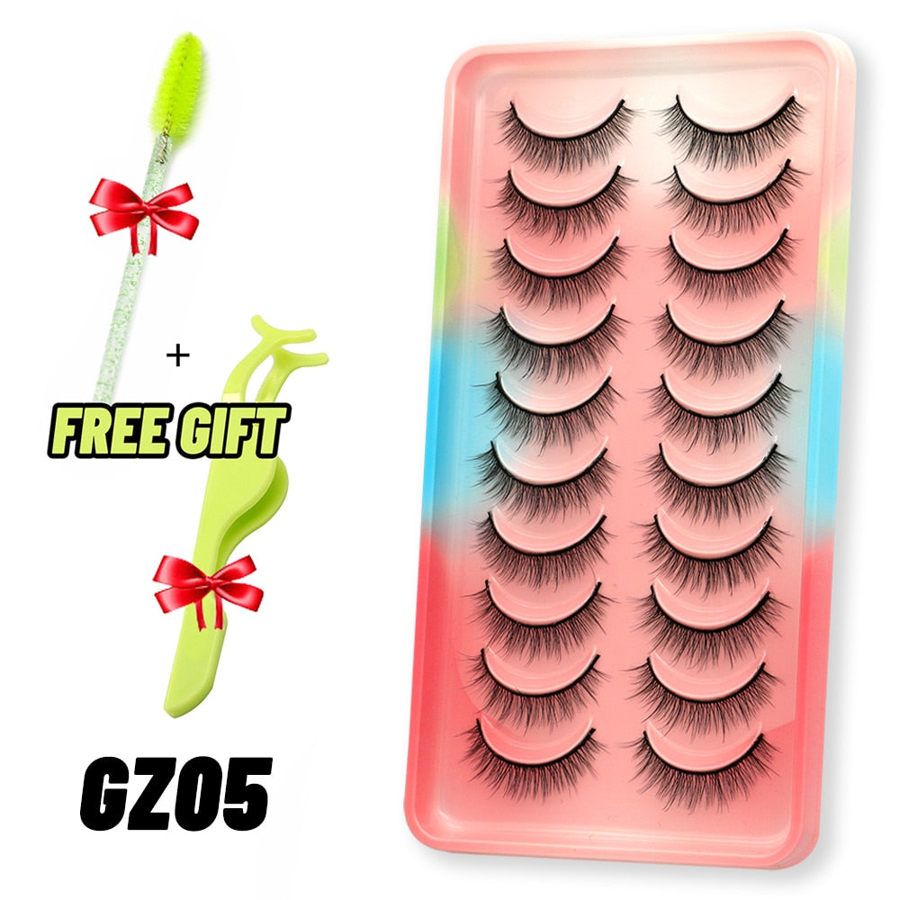 GROINNEYA Eyelashes 3D Mink Lashes Fluffy Soft Wispy Natural Cross Eyelash Extension Reusable Lashes Mink False Eyelashes Makeup 0 DailyAlertDeals 10pairs-GZ05 France 