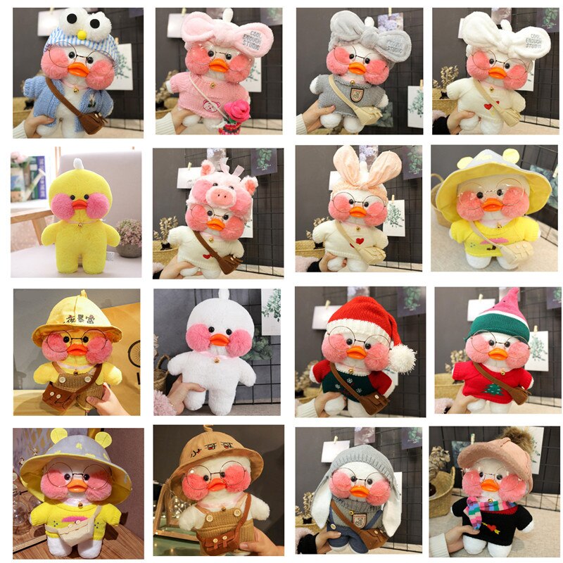 Kawaii Cartoon LaLafanfan 30cm Cafe Duck Plush Toy Stuffed Soft Kawaii Duck Doll Animal Pillow Birthday Gift for Kids Children 0 DailyAlertDeals   