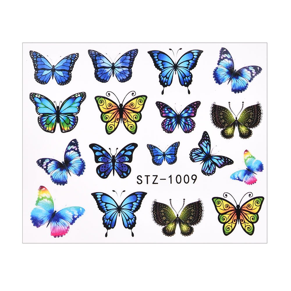 3D Watercolor Butterflies Sliders Nail Art Water Transfer Decal Sticker Blue Valentine&#39;s Day Nail Decoration Tattoo Manicure 0 DailyAlertDeals TA630  