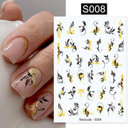 Harunouta Gold Leaf 3D Nail Stickers Spring Nail Design Adhesive Decals Trends Leaves Flowers Sliders for Nail Art Decoration 0 DailyAlertDeals S008  