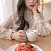 2022 Autumn Sweet Pink Shirts Long Sleeve Lace Blouse for Women Vintage Spliced Solid Womens Clothing Blusas Mujer De Moda 6899 Long Sleeve Lace Blouse for Women DailyAlertDeals   