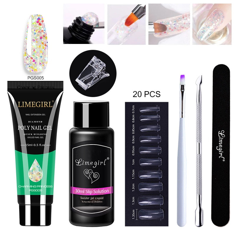 Poly gels Set for nail Extension Manicure Acryl Gel Varnish Set 15ML Poly gels Poly Nail Kit UV Gel Kit Poly gels Set for nail Extension DailyAlertDeals ZH119-PGS005 China 