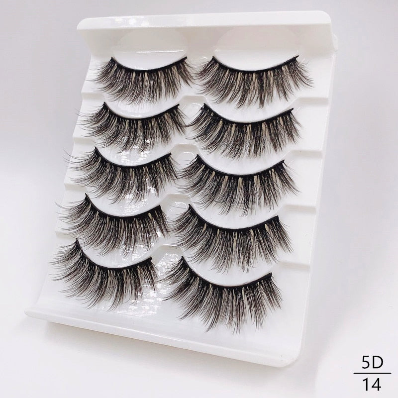 5/8 Pairs Faux Mink Eyelashes Soft Fluffy Natural False Eyelashes 3D Thick Dramatic Makeup Eyelashes Reusable Handmade Lashes  DailyAlertDeals 5D14 China 