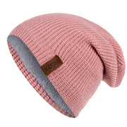 New Unisex Letter Beanie Hat Leisure Add Fur Lined Winter Hats For Men Women Keep Warm Knitted Hat Fashion Solid Ski Bonnet Cap Beanie hat unisex DailyAlertDeals Pink 54cm-62cm 