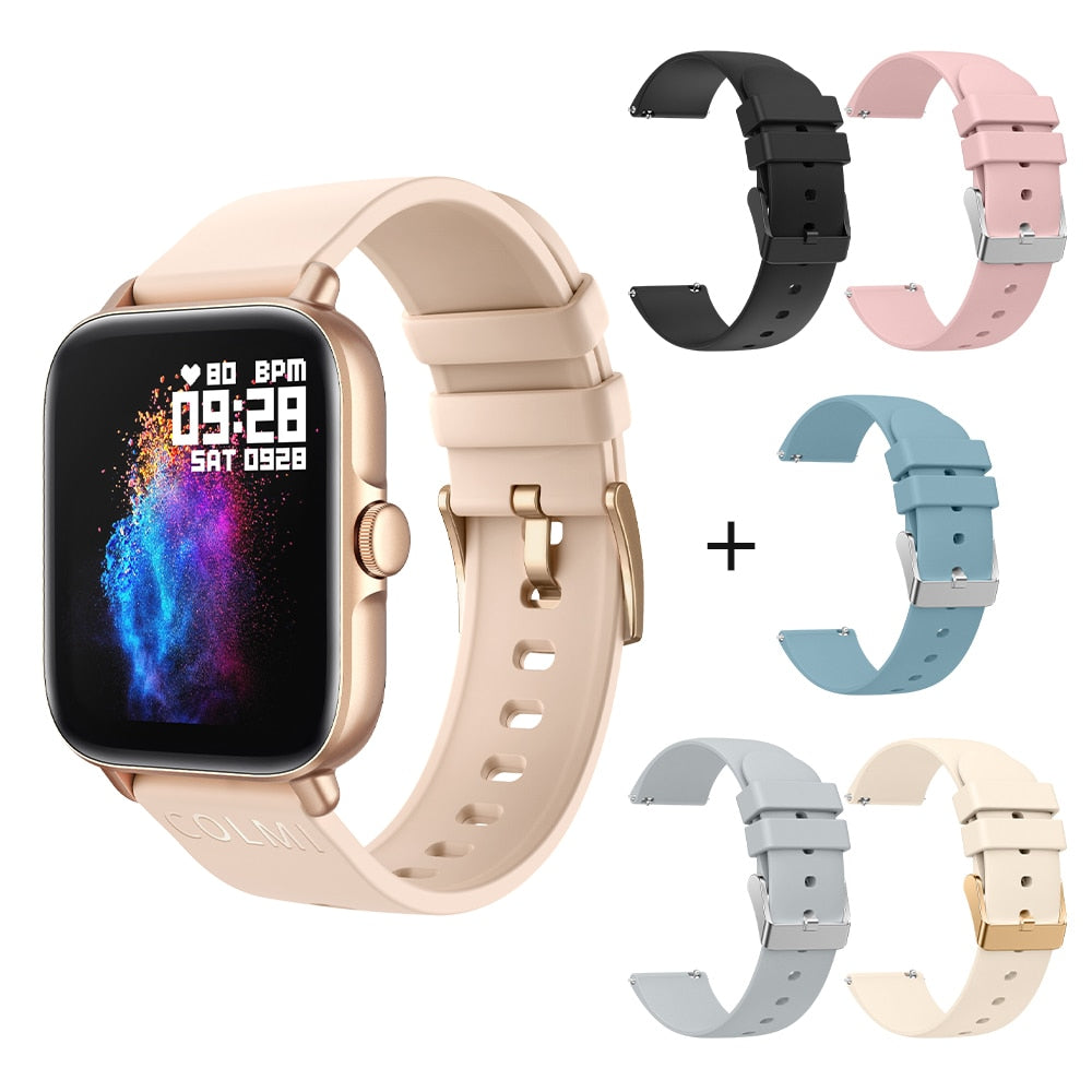 COLMI P28 Plus Bluetooth Answer Call Smart Watch Men IP67 waterproof Women Dial Call Smartwatch GTS3 GTS 3 for Android iOS Phone 0 DailyAlertDeals Gold with 5 straps China 