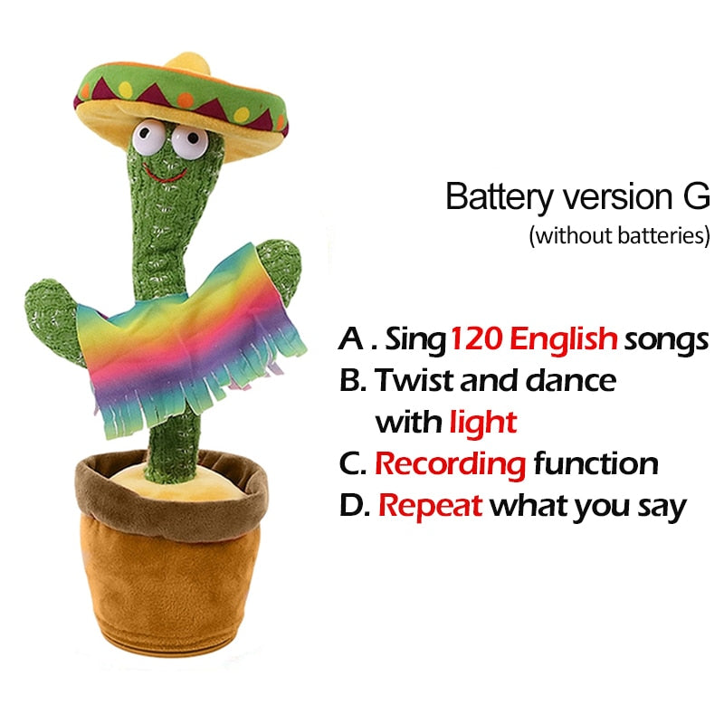 Lovely Talking Wiggle Dancing Cactus Doll Repeat English Songs Plush Cactus Toys for Babies Christmas Toy Gift Lovely Talking Toy Dancing Cactus Doll DailyAlertDeals Style15 English Song USA 