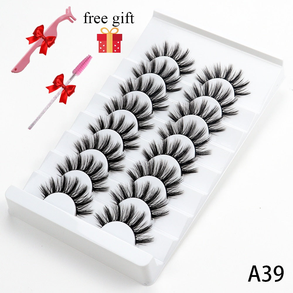 5/8 Pairs Faux Mink Eyelashes Soft Fluffy Natural False Eyelashes 3D Thick Dramatic Makeup Eyelashes Reusable Handmade Lashes  DailyAlertDeals A39 China 