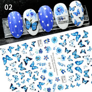Nail Blue Butterfly Stickers Flowers Leaves Self Adhesive Decals 3D Transfer Sliders Wraps Manicure Foils DIY Decorations Tips 0 DailyAlertDeals   